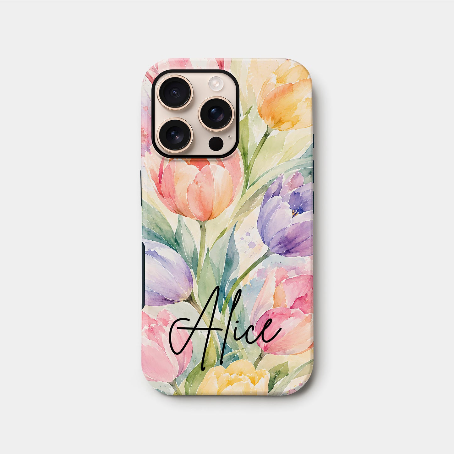 Personalised Summer Tulips Floral Case iPhone 16 Pro Phone Case
