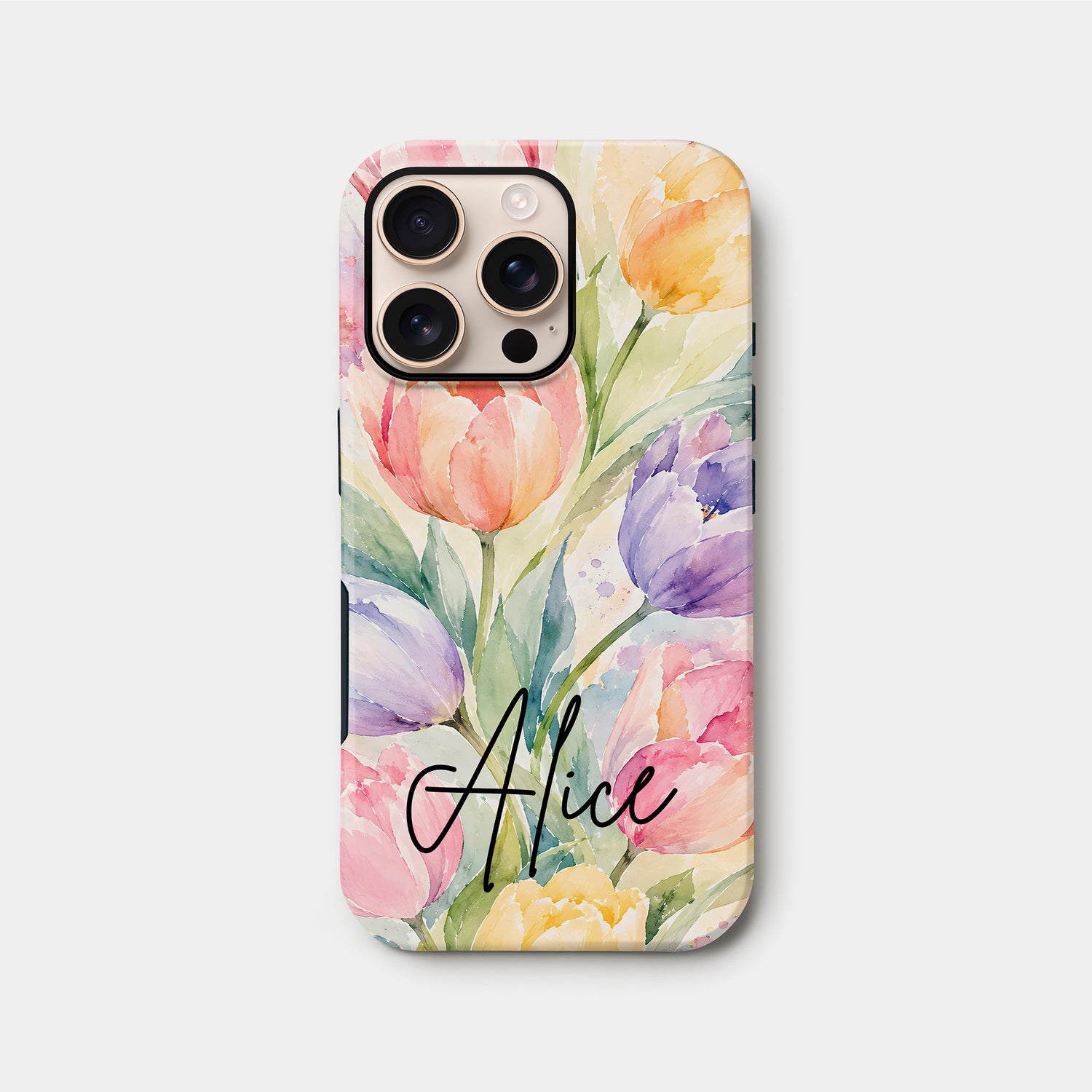 Personalised Summer Tulips Floral Case iPhone 16 Pro Phone Case