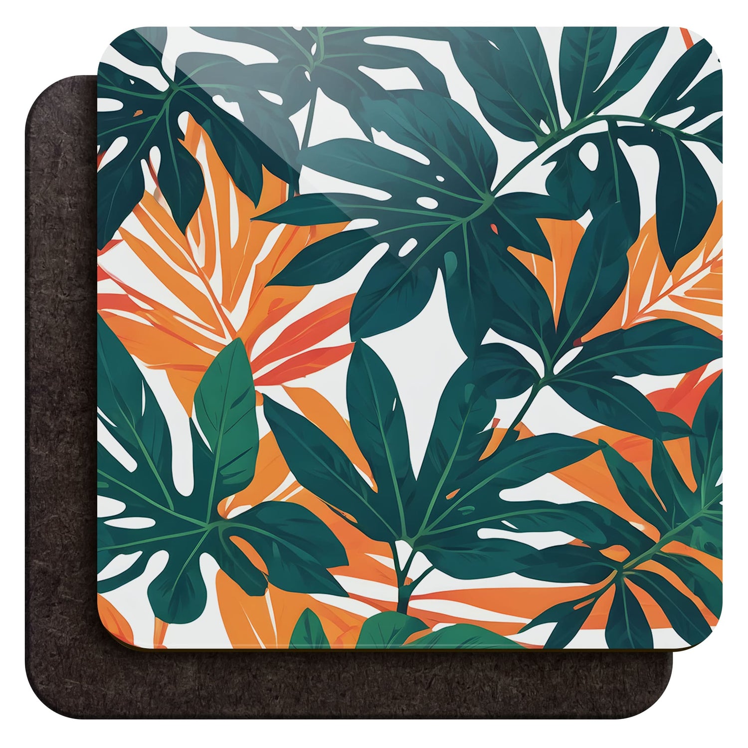 Tropical Palm Leaf Print Coaster Set Tropical Sunset Coaster