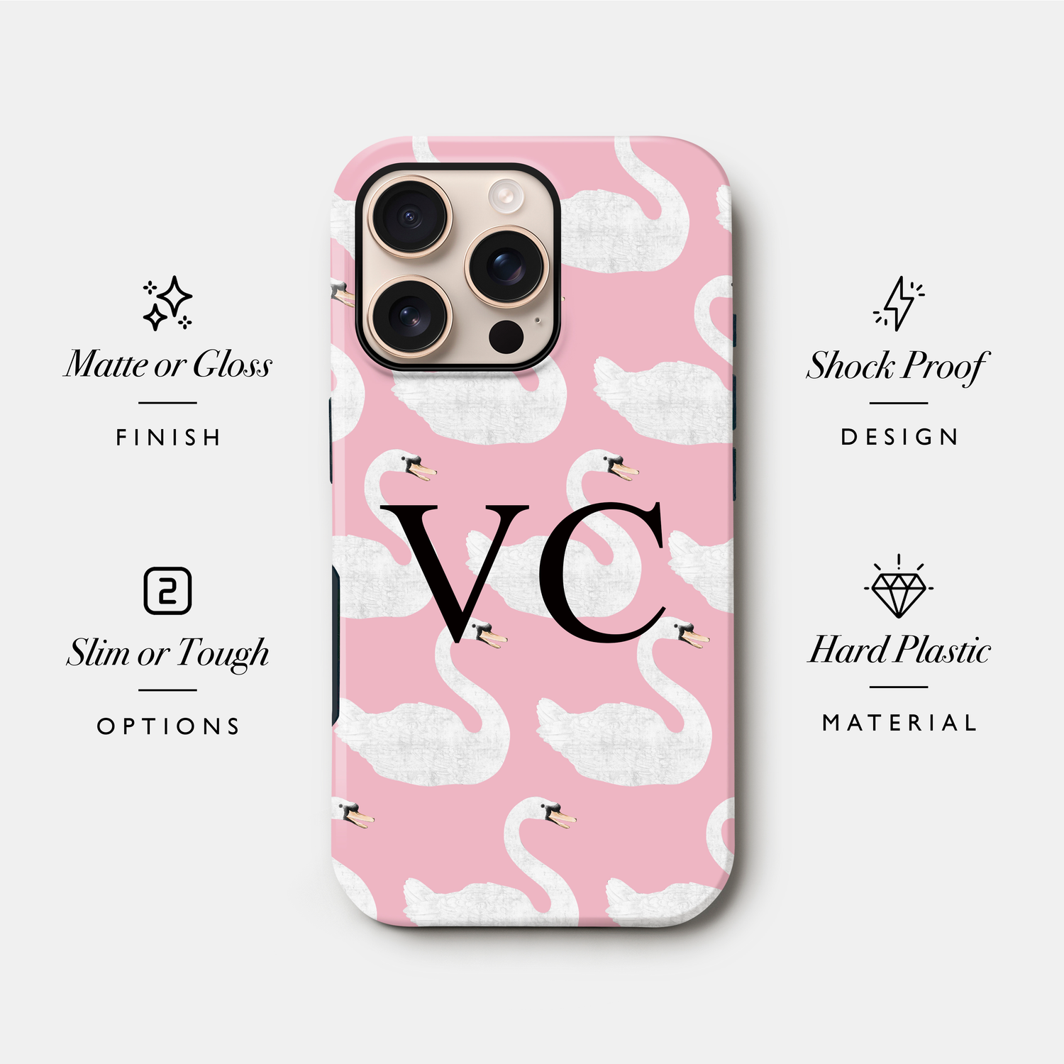 Personalised Pink Swan Pattern Case Phone Case
