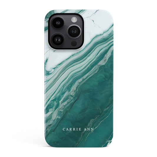 Teal Ice Marble Custom Name Case iPhone 15 Phone Case