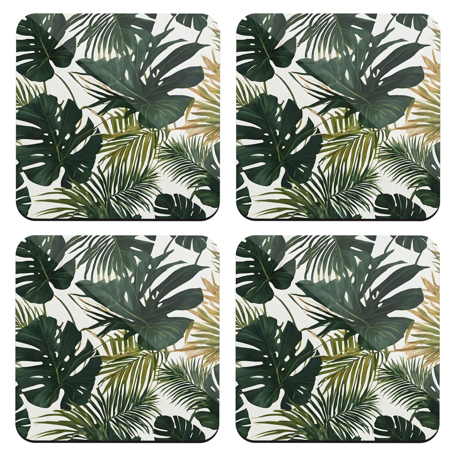 Tropical Palm Leaf Print Coaster Set  Coaster
