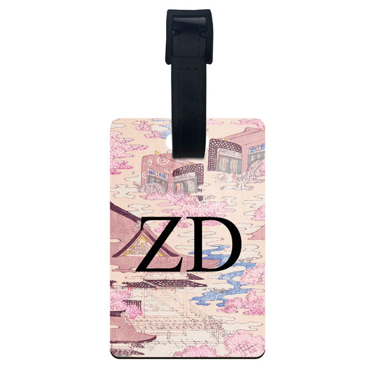 Vintage Japanese Cherry Blossom Art Luggage Tag  luggage tag