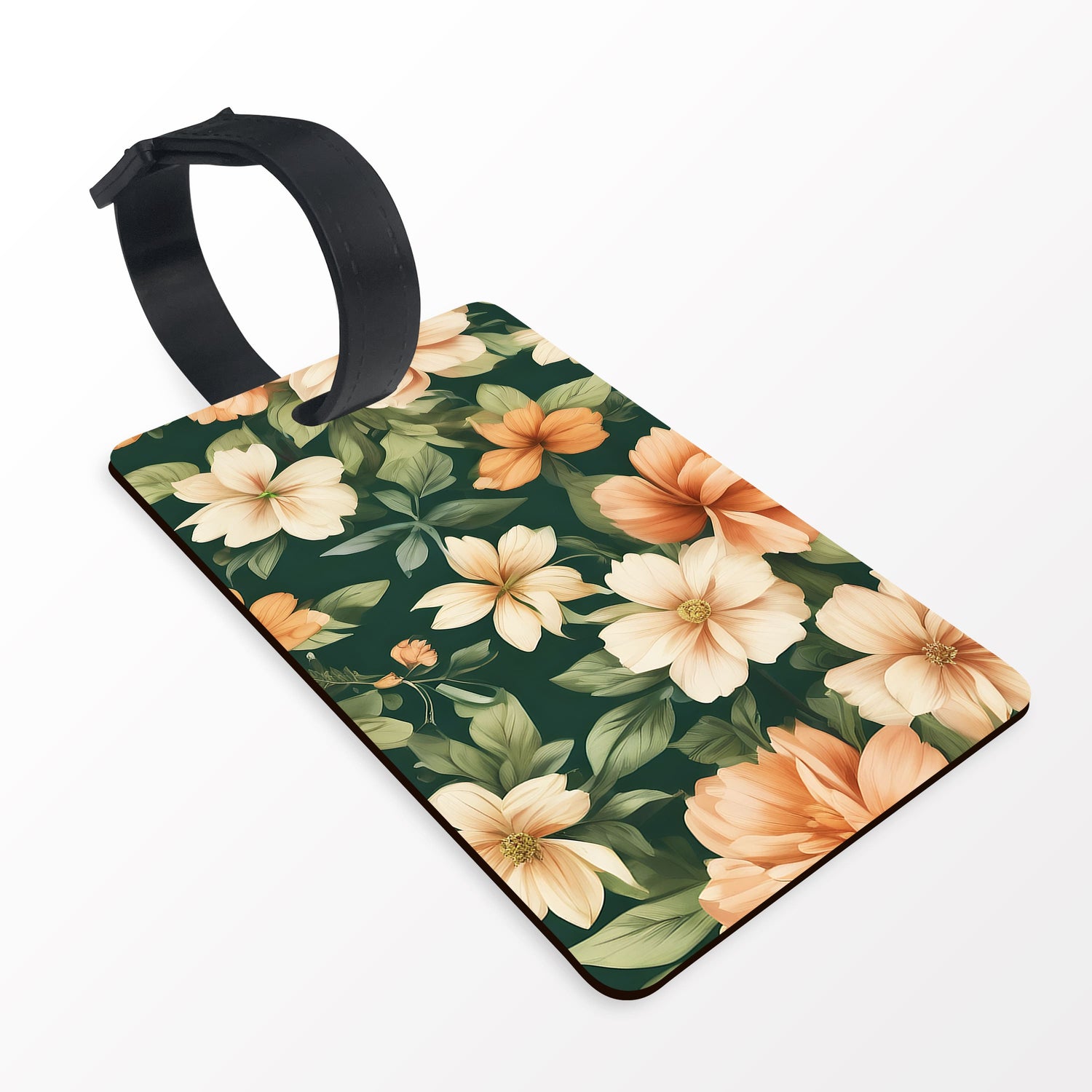 Personalised Peach Green Floral Luggage Tag  luggage tag