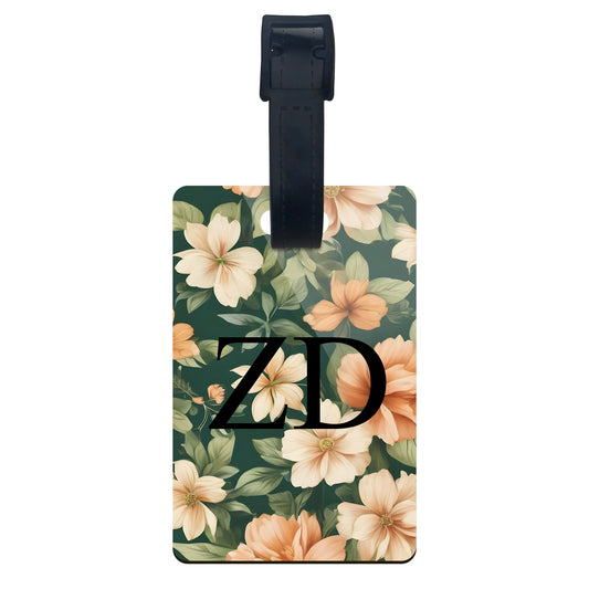 Personalised Peach Green Floral Luggage Tag  luggage tag