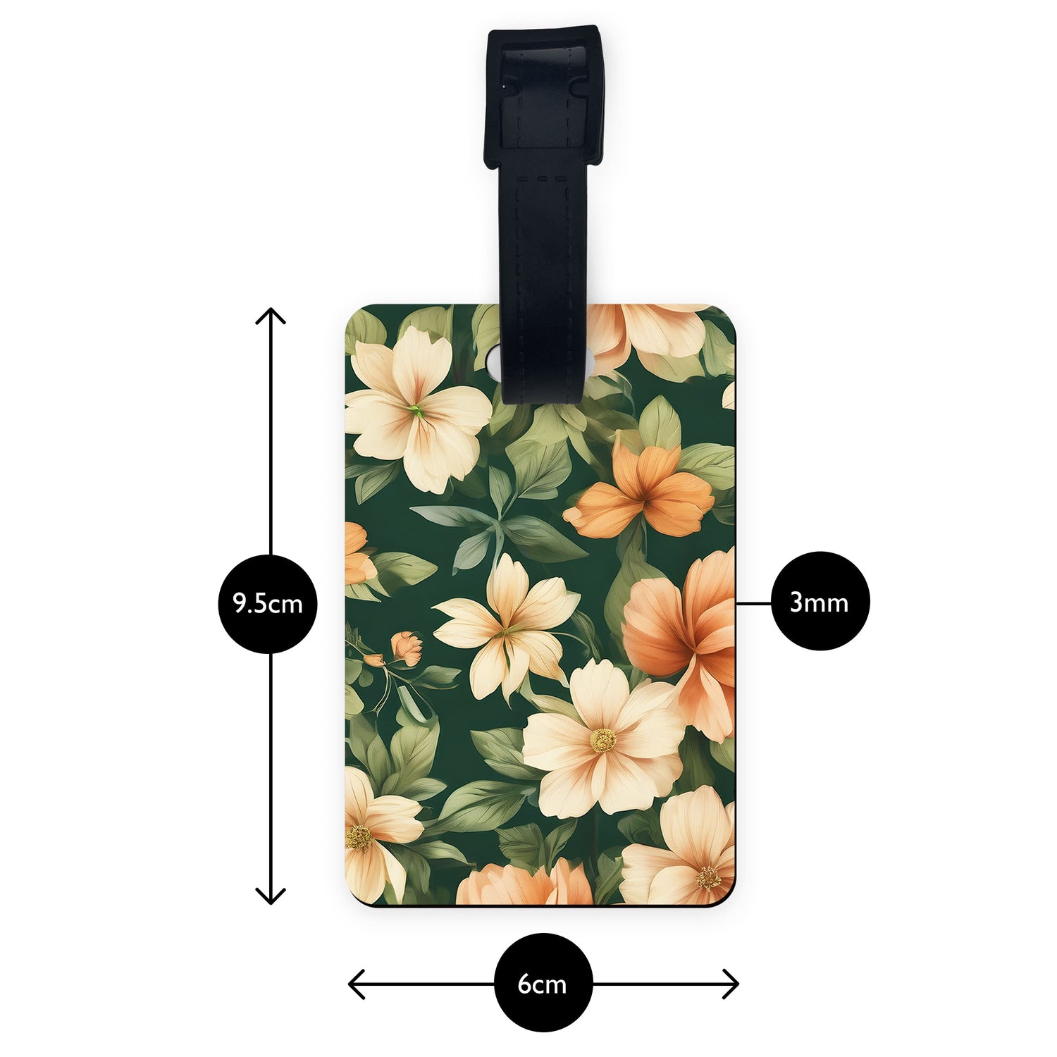 Personalised Peach Green Floral Luggage Tag  luggage tag