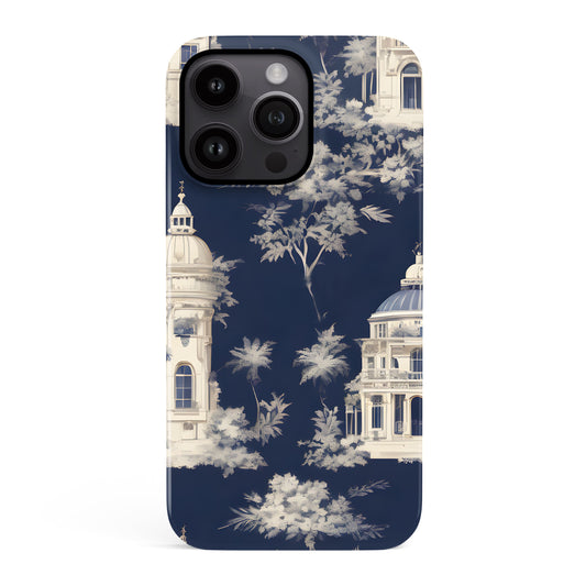 Navy Blue French Toile Case iPhone 15 Phone Case