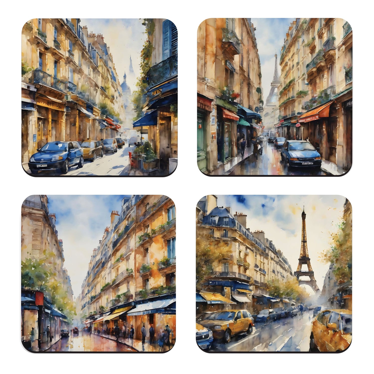 Watercolour Paris Art 4 x Coaster Set  Coaster