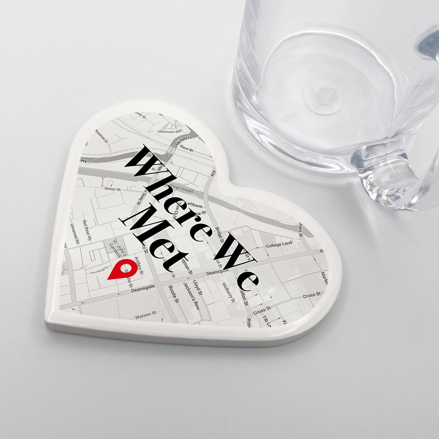 Custom Where We Met Map Ceramic Coaster Coaster