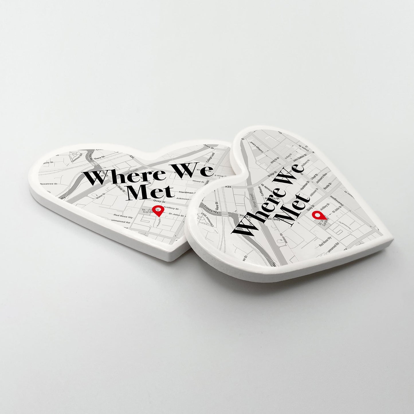 Custom Where We Met Map Ceramic Coaster Coaster