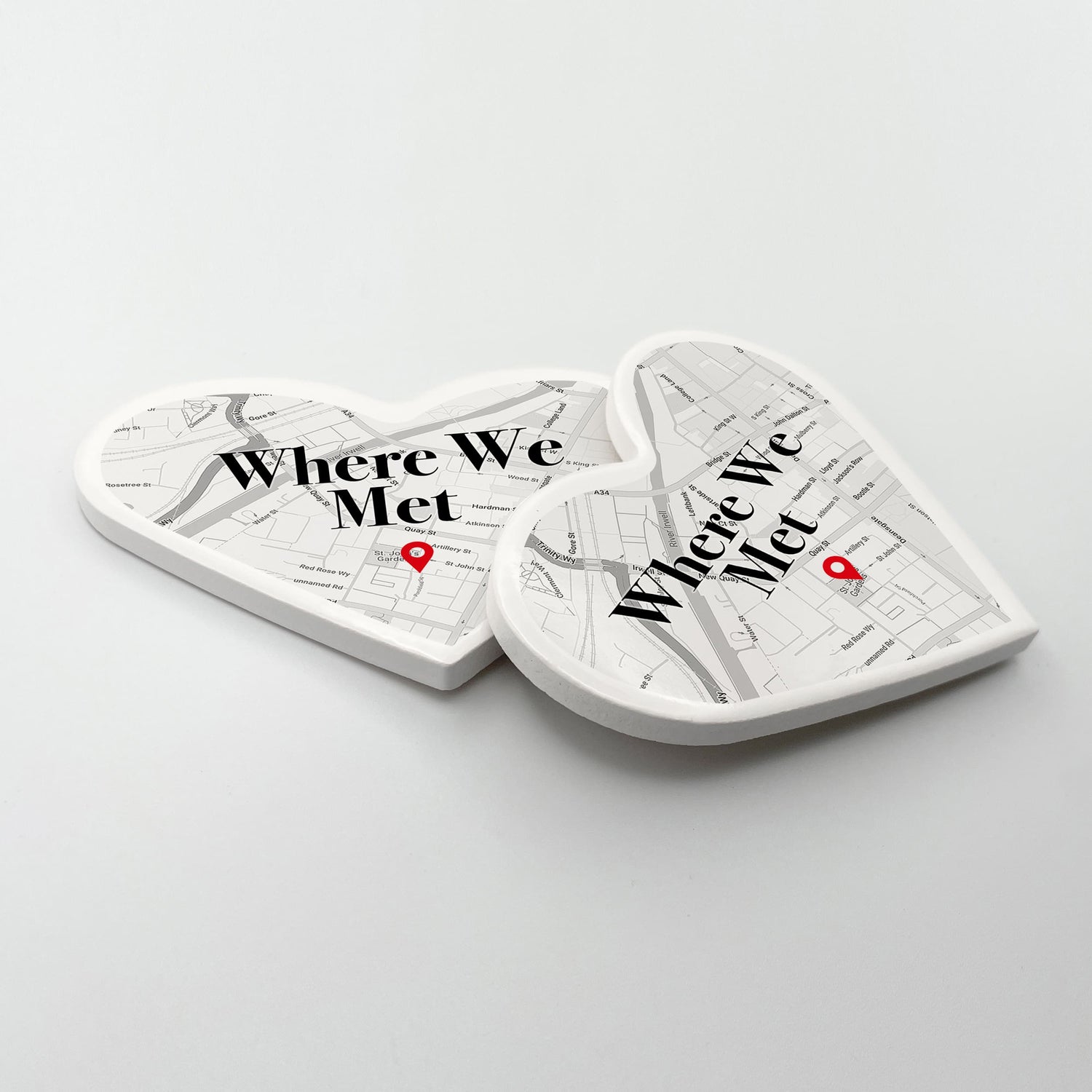 Custom Where We Met Map Ceramic Coaster Coaster