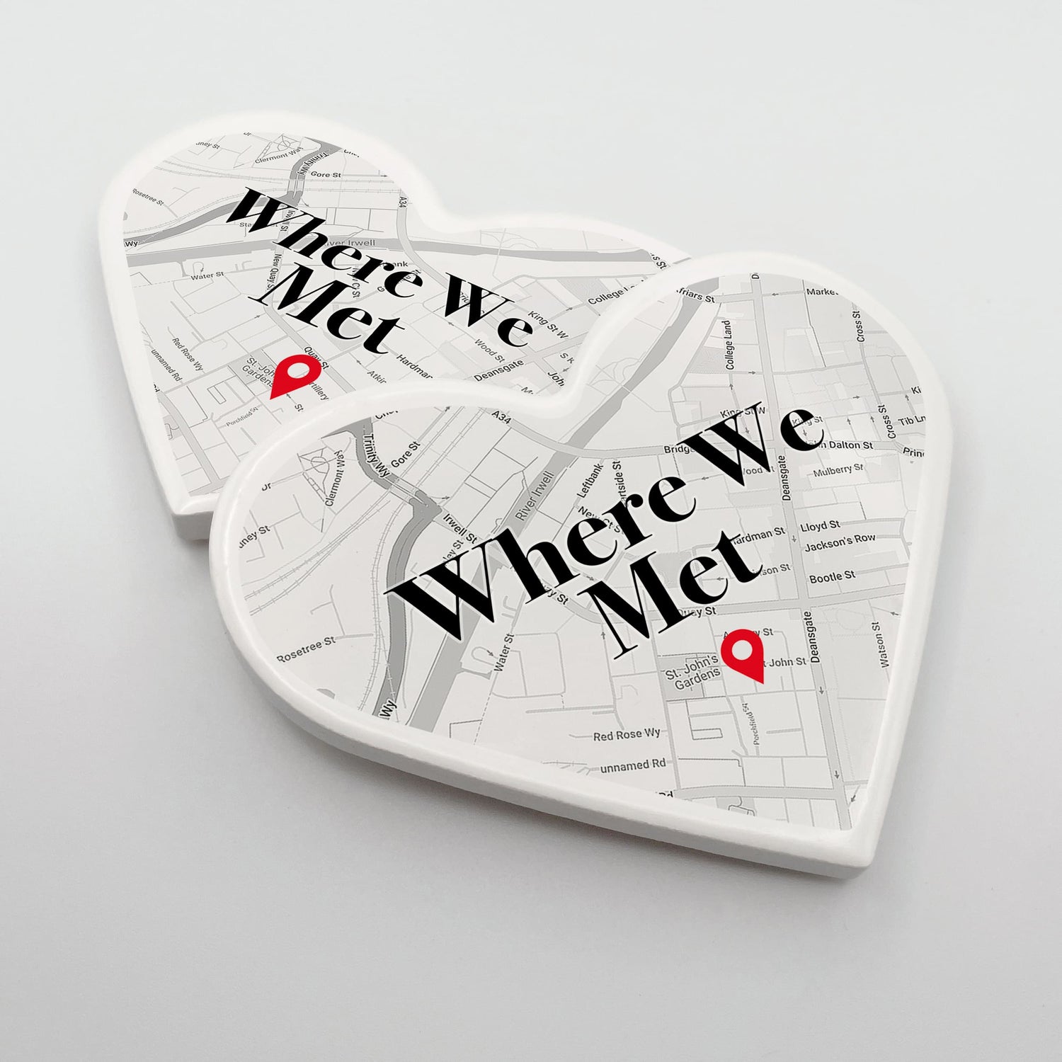 Custom Where We Met Map Ceramic Coaster Coaster