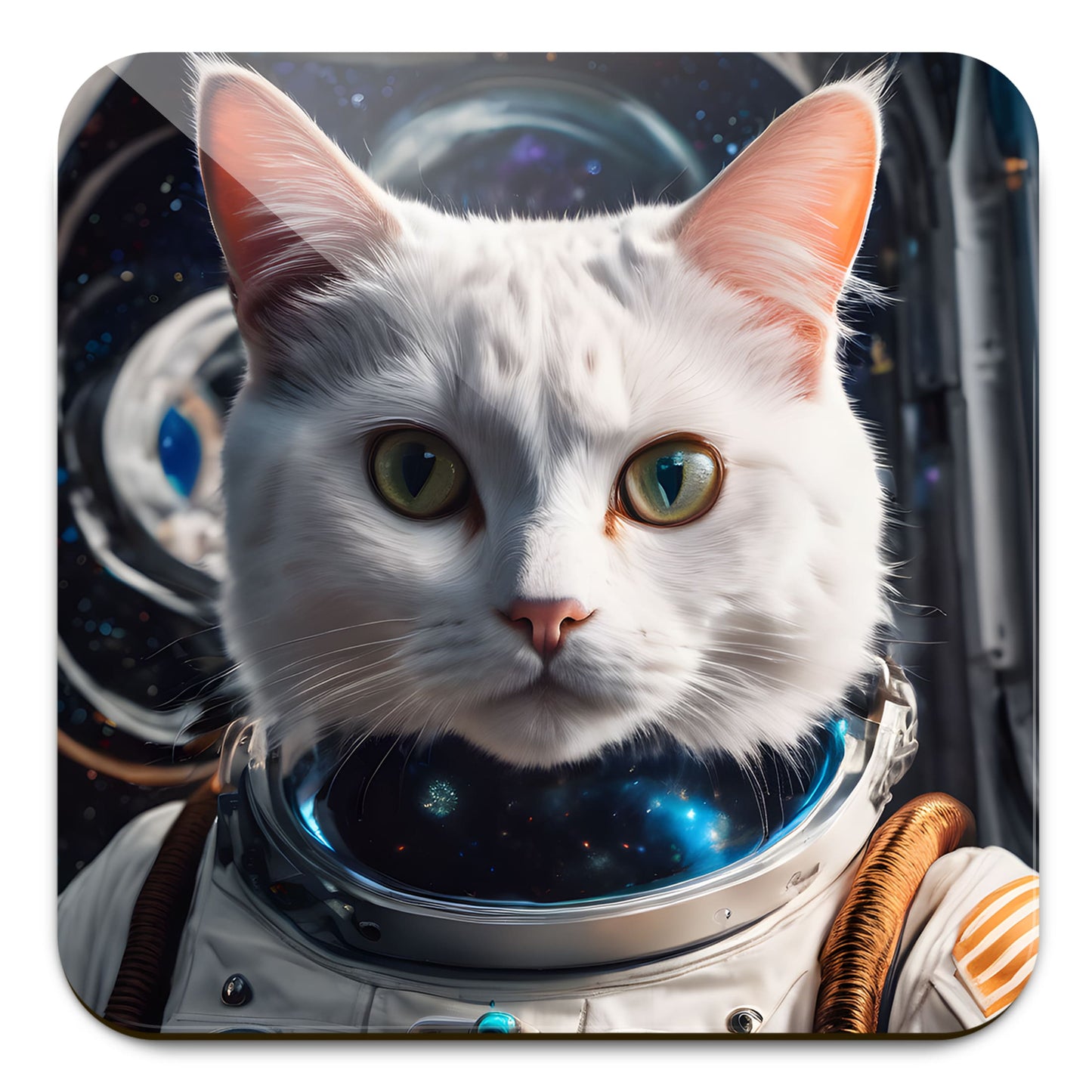 Cat Astronaut Space Art 4 x Coaster Set