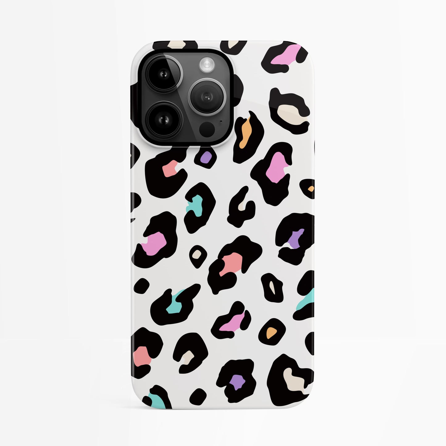 White Rainbow Leopard Skin Spots Case iPhone 14 Phone Case