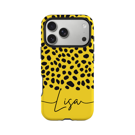 Personalised Yellow Cheetah Print Case iPhone 17 Pro Phone Case