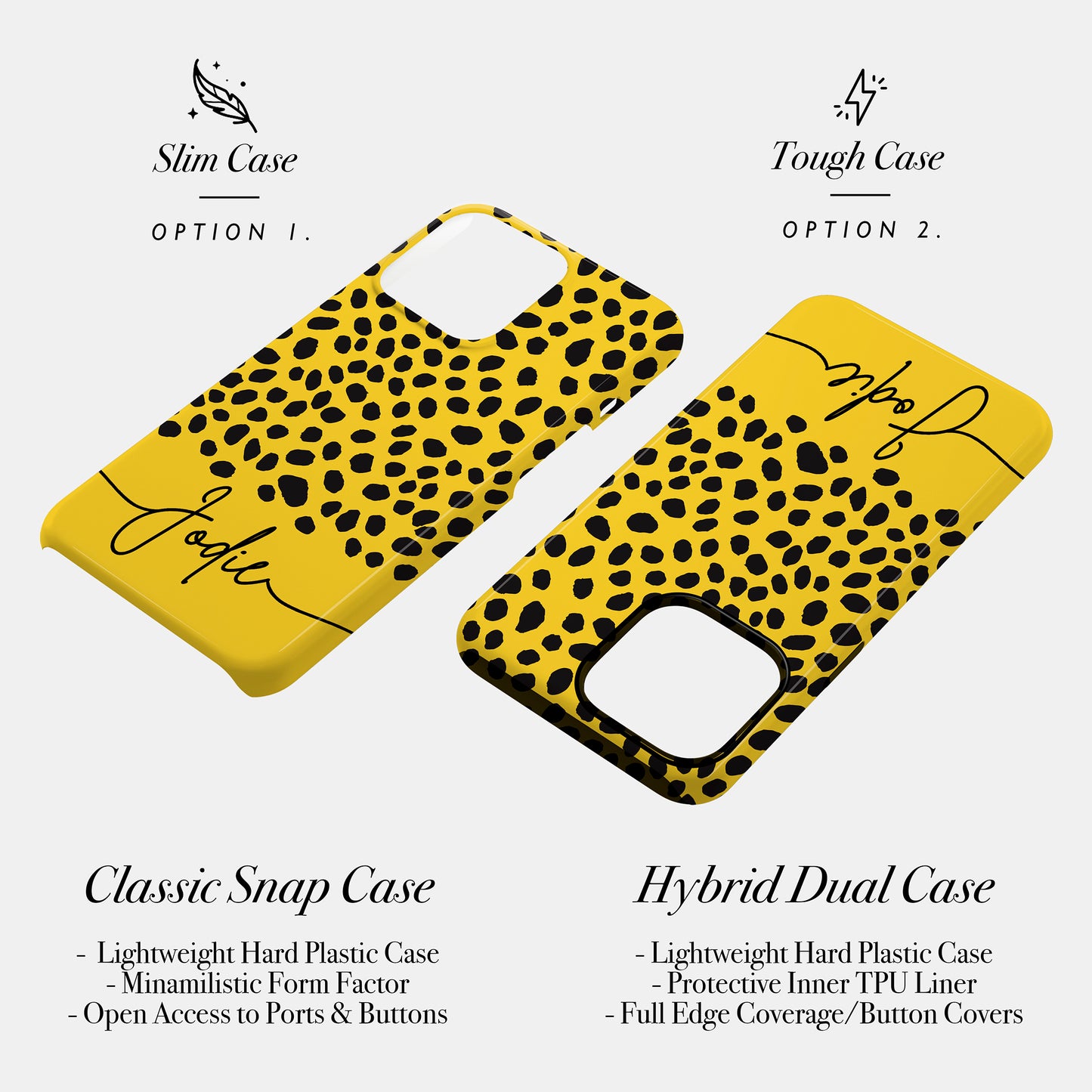 Personalised Yellow Cheetah Print Case