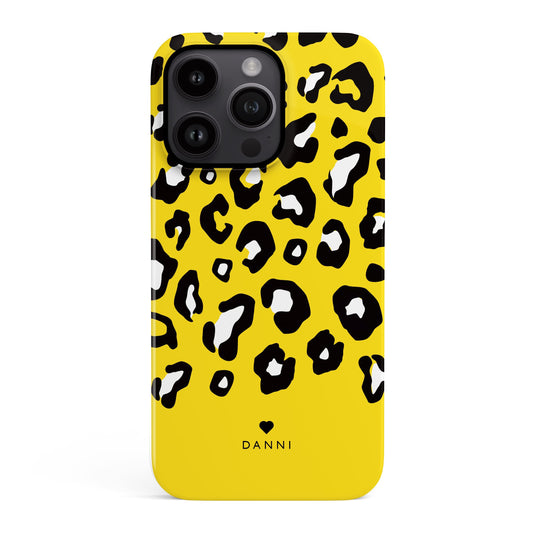 Yellow Leopard Print Custom Case iPhone 15 Phone Case