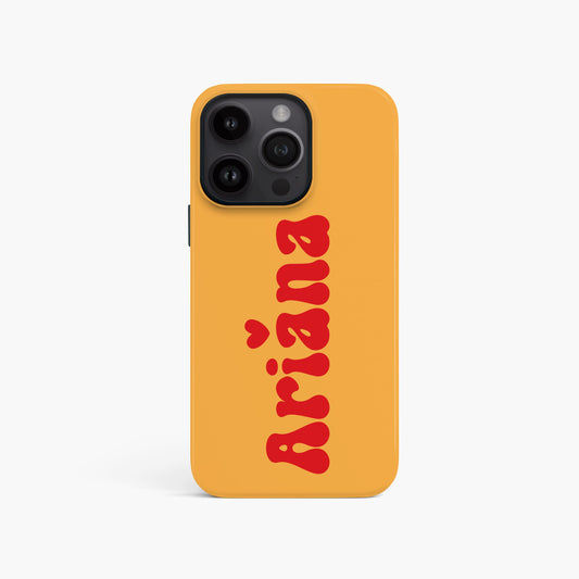 Yellow Red Personalised Retro Name Case iPhone 15 Phone Case