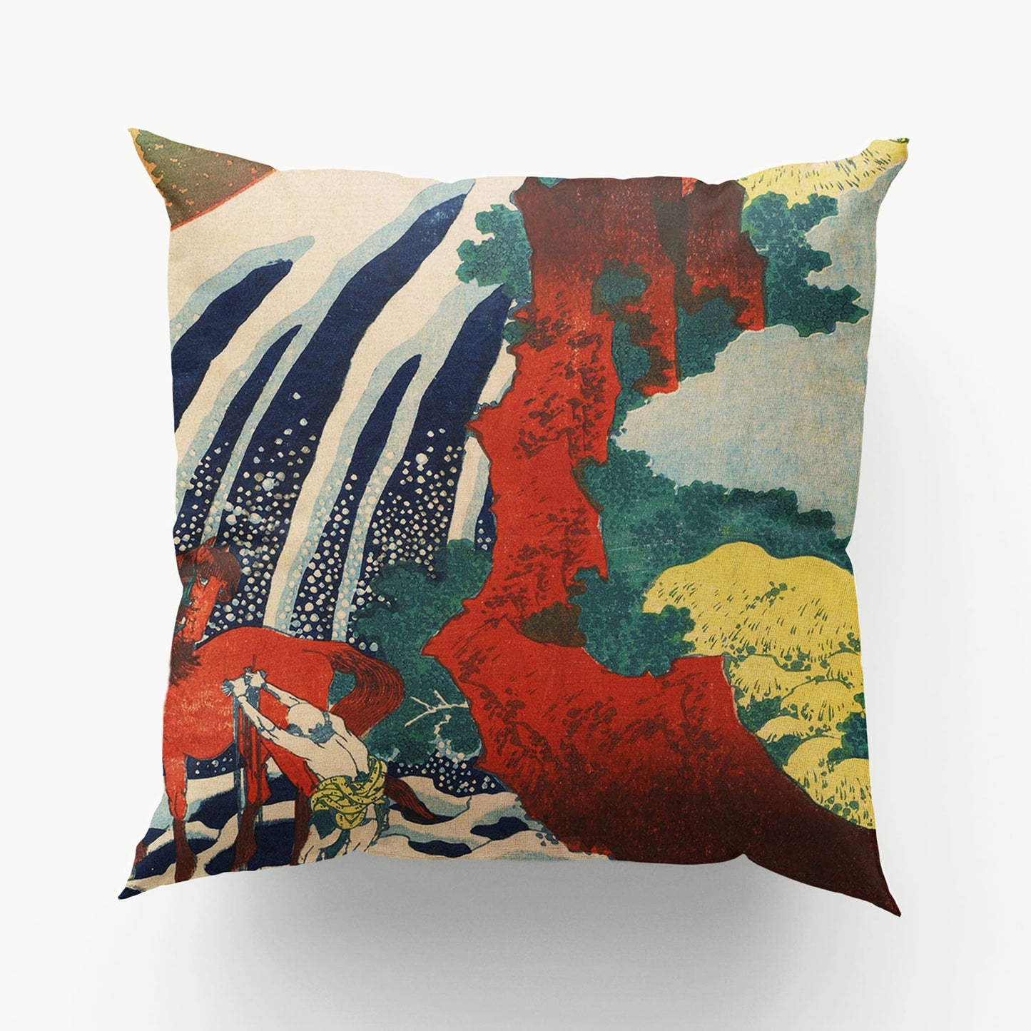 Yoshitsune Falls Japanese Art Cushion  Cushion