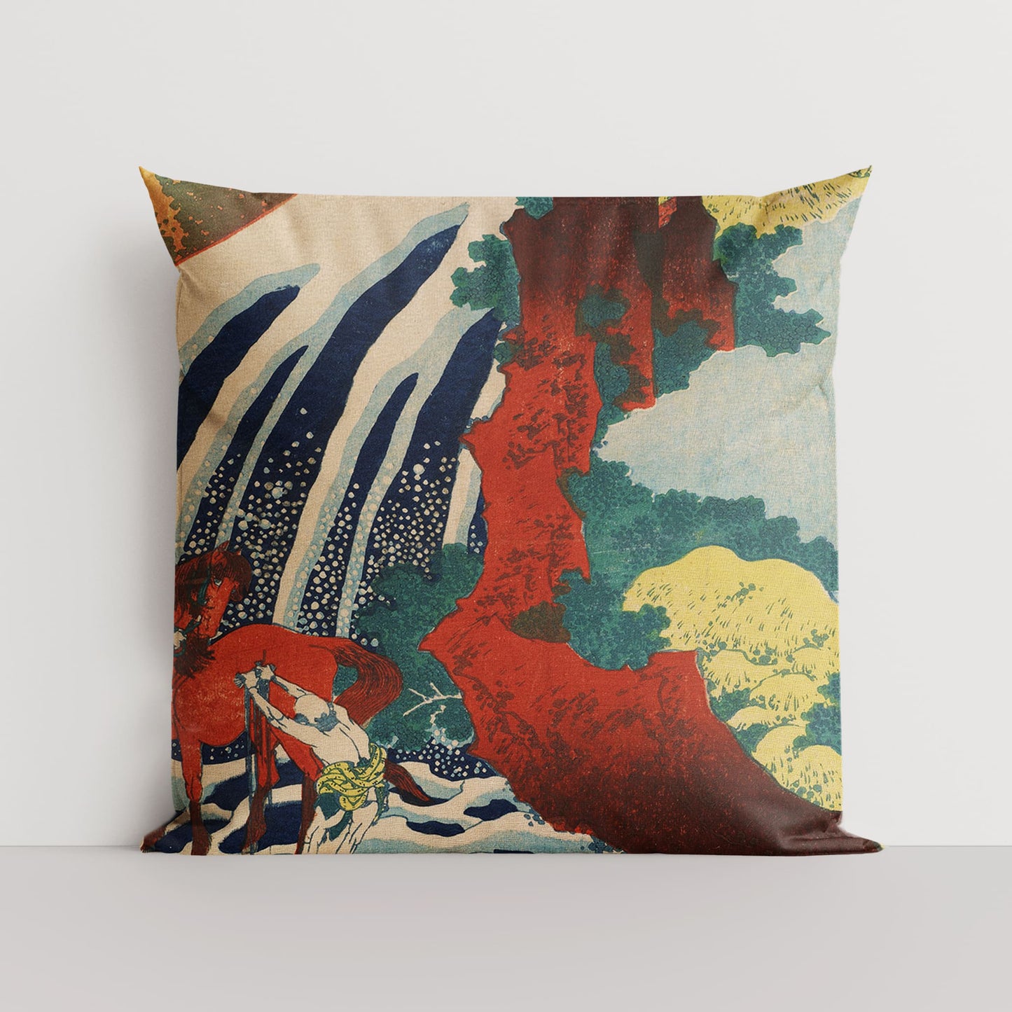 Yoshitsune Falls Japanese Art Cushion  Cushion