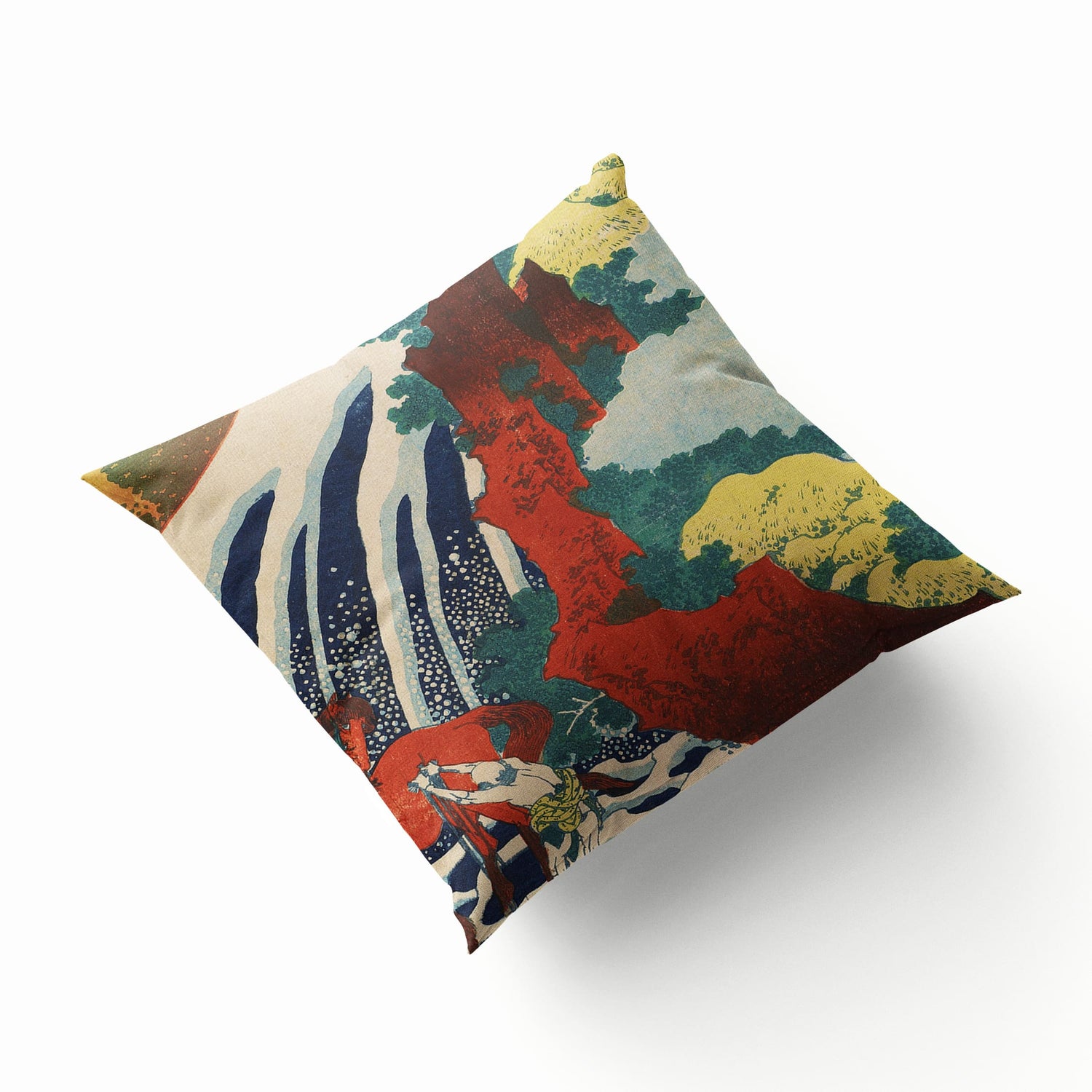 Yoshitsune Falls Japanese Art Cushion  Cushion