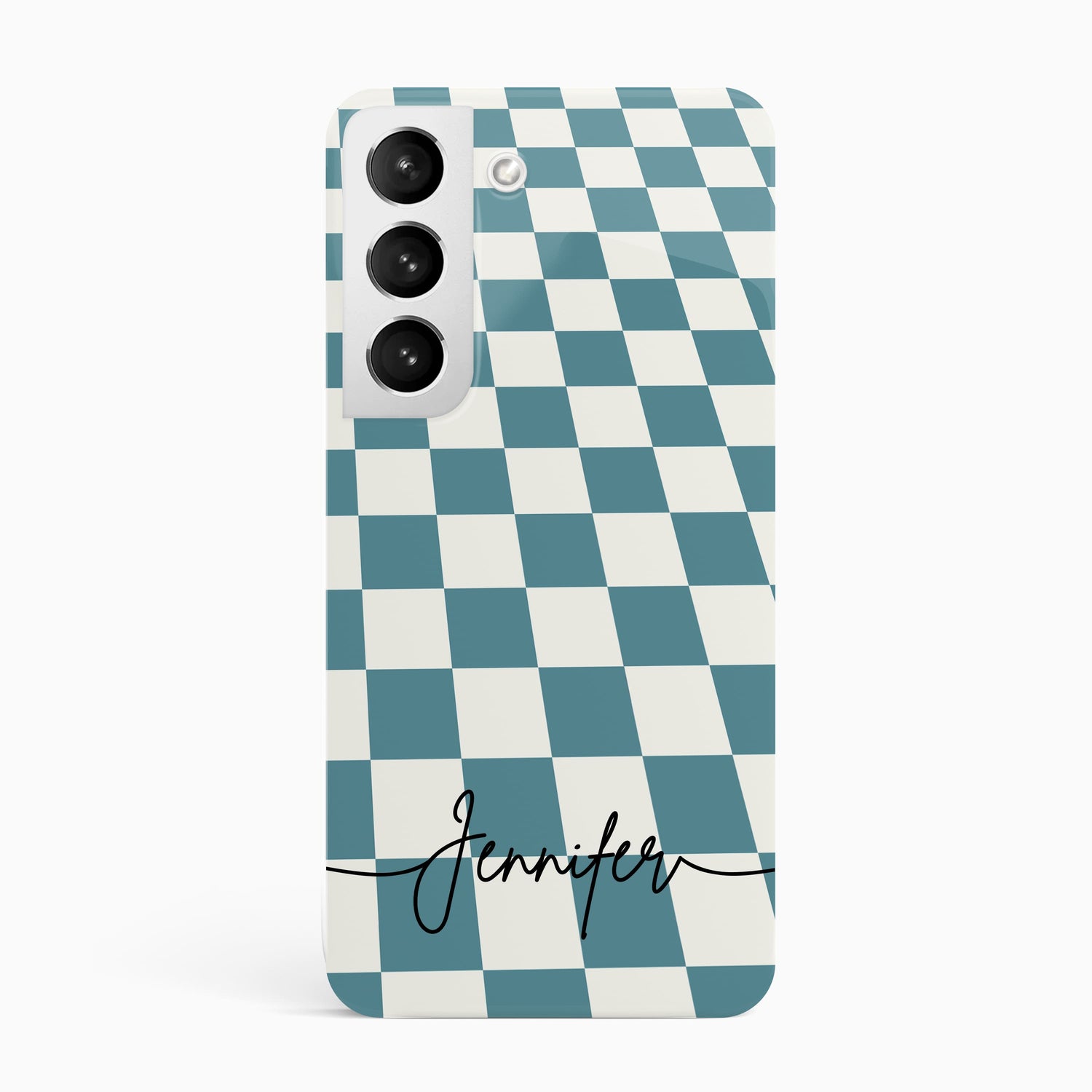 Blue Check Personalised Phone Case Samsung Galaxy S22 Phone Case