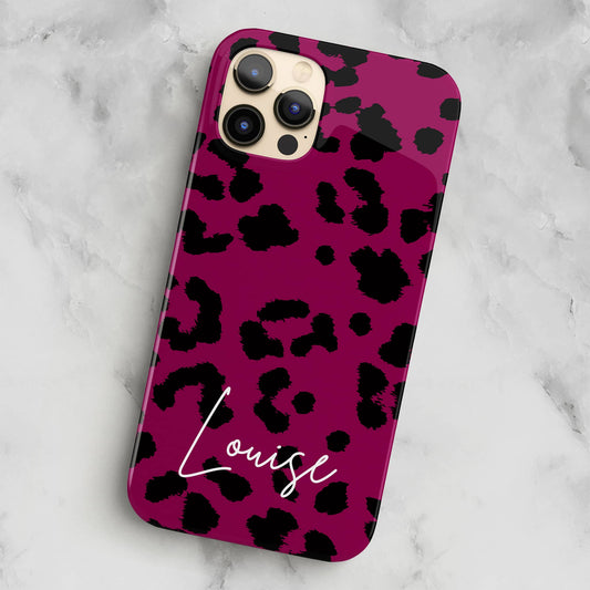 Burgundy Leopard Print Phone Case iPhone 13 Phone Case