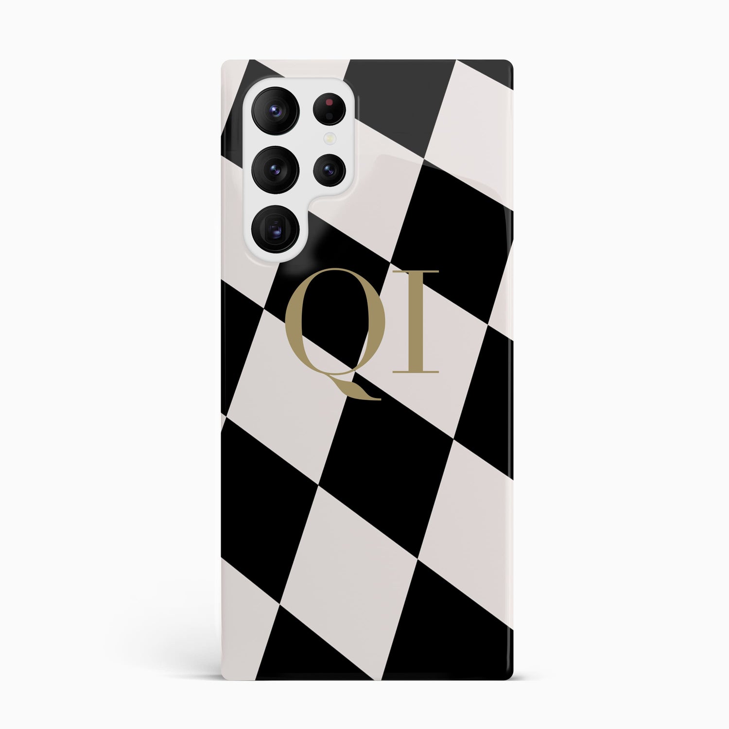 Chunky Check Gold Initials Phone Case Samsung Galaxy S22 Ultra Phone Case