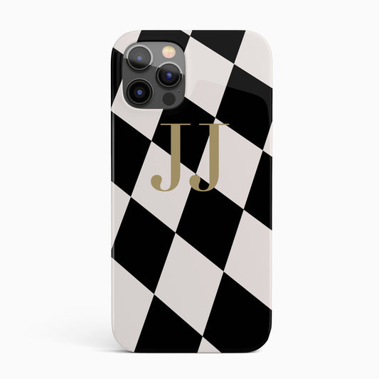 Chunky Check Gold Initials Phone Case iPhone 13 Phone Case