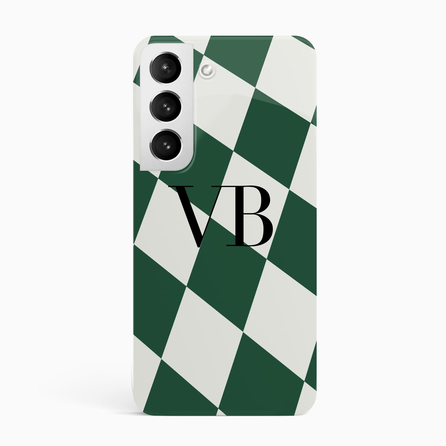 Chunky Green Check Initials Phone Case Samsung Galaxy S22 Phone Case