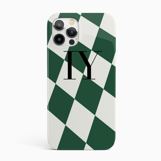 Chunky Green Check Initials Phone Case iPhone 13 Phone Case