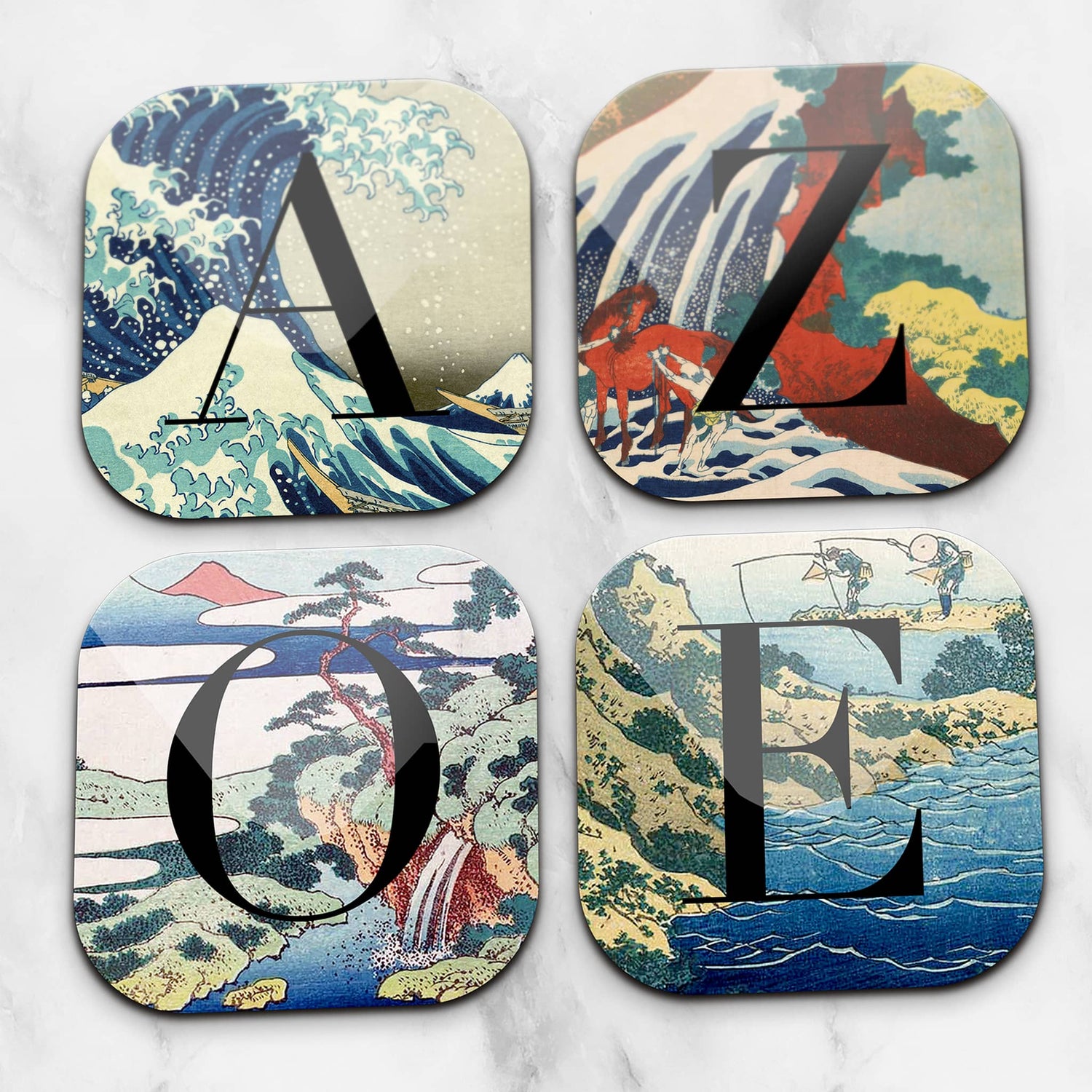 Personalised Japanese Art Hokusai Coaster Set Default Title Coaster