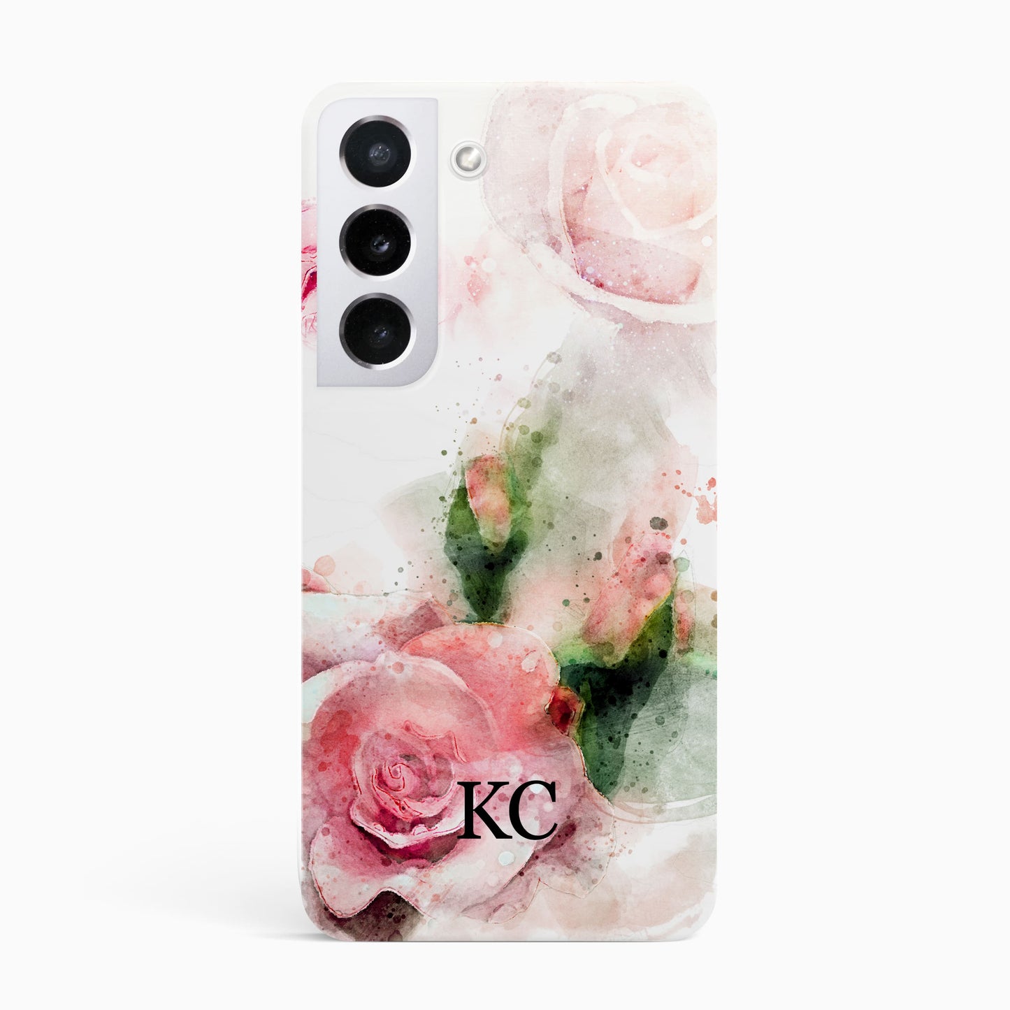 Pink & Green floral Initials Phone Case Samsung Galaxy S22 Phone Case