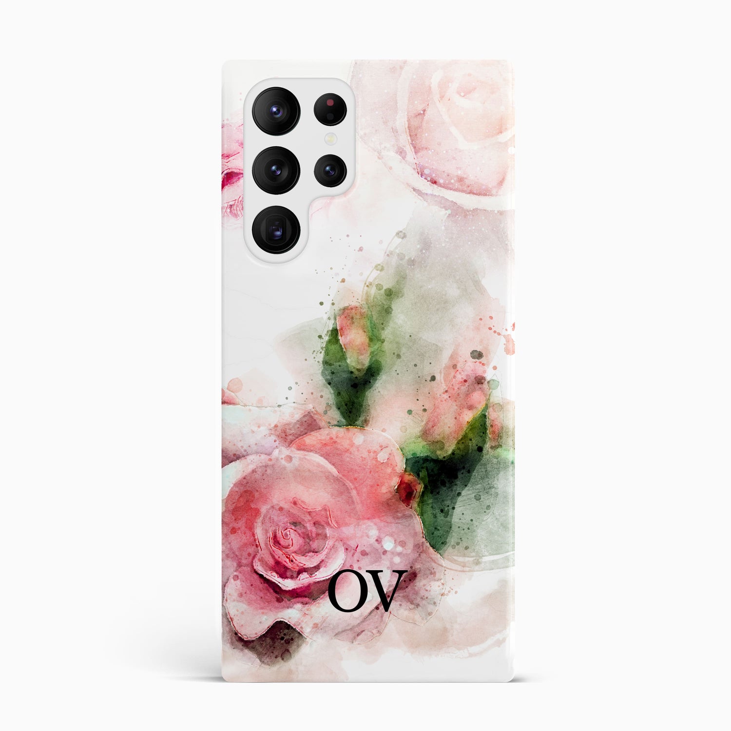 Pink & Green floral Initials Phone Case Samsung Galaxy S22 Ultra Phone Case