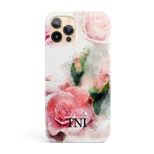 Pink & Green floral Initials Phone Case iPhone 13 Phone Case