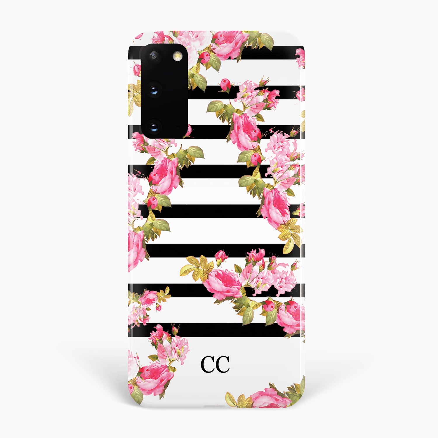 Floral Stripe Personalised Initials Phone Case Samsung Galaxy S20 Phone Case