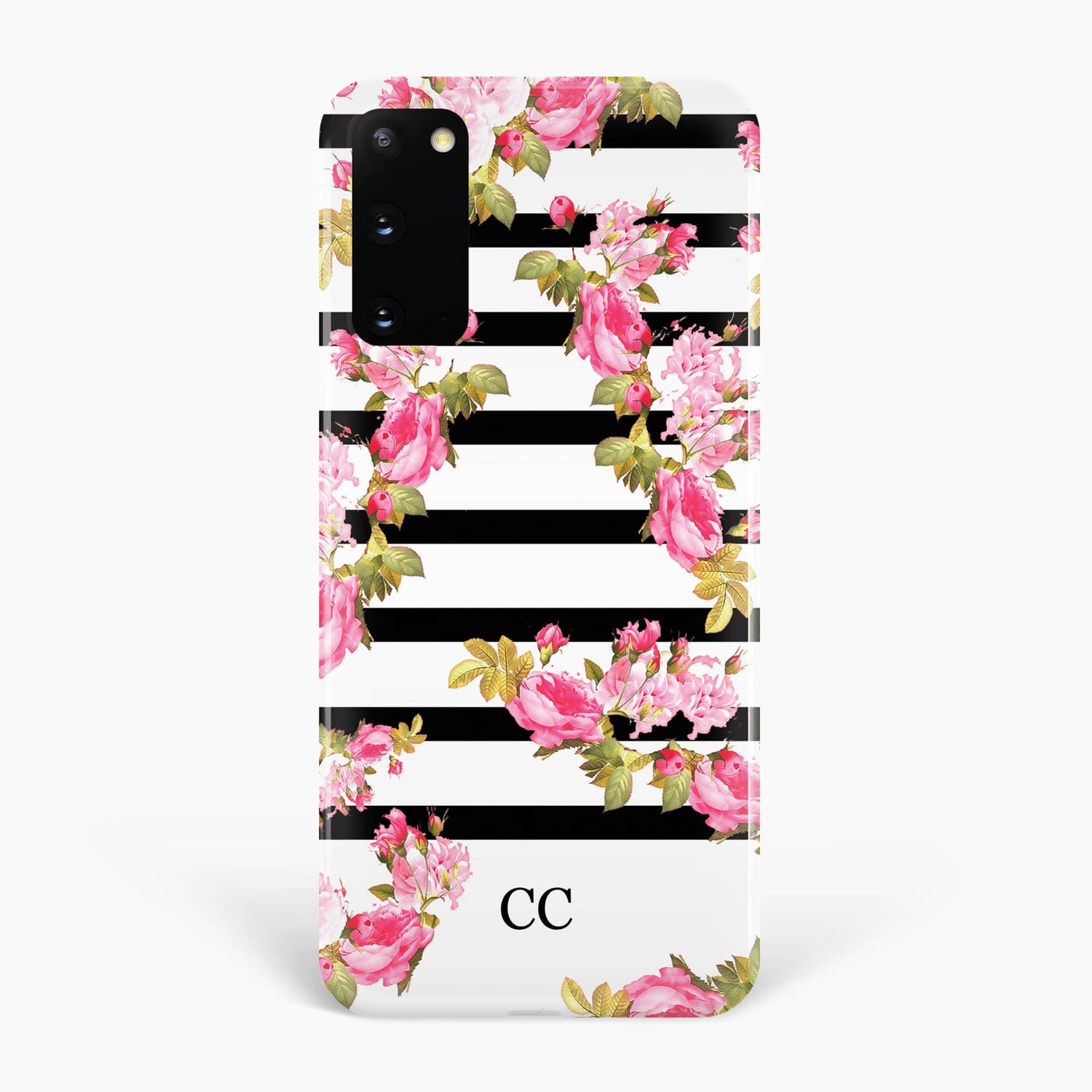 Floral Stripe Personalised Initials Phone Case Phone Case