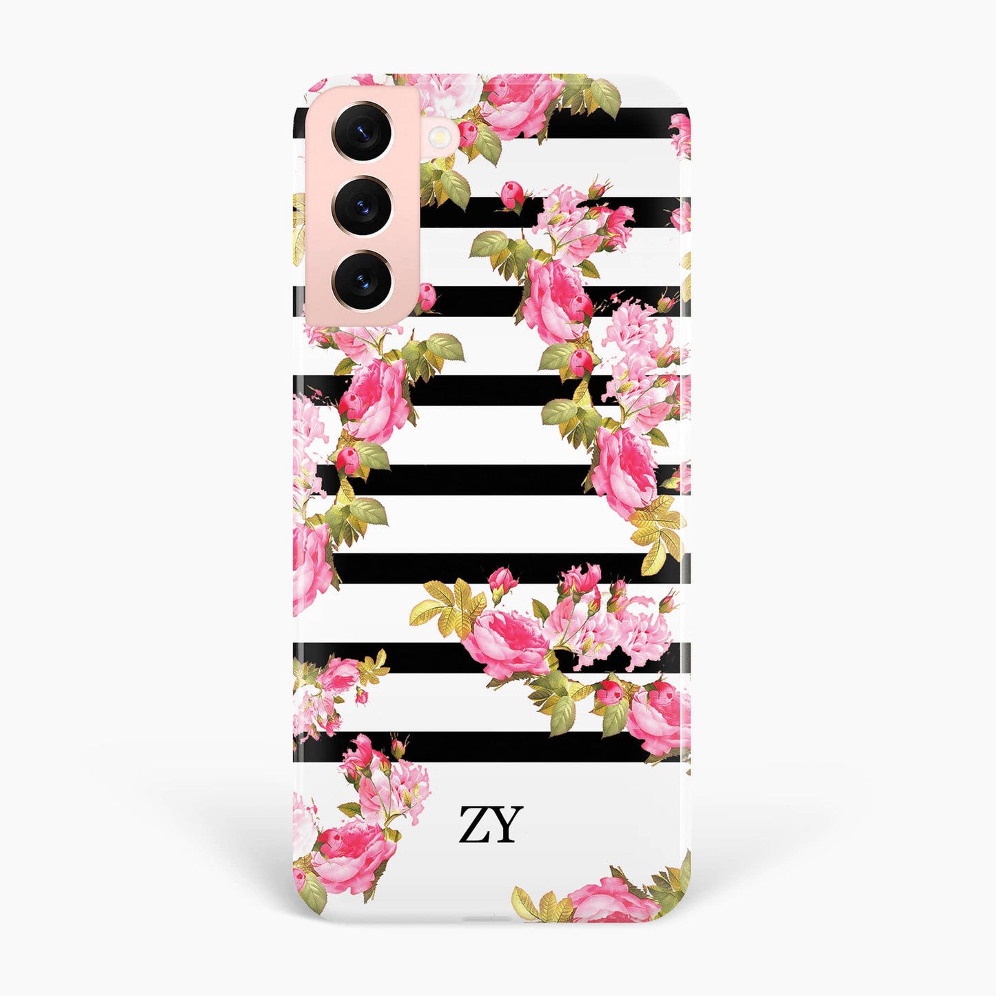 Floral Stripe Personalised Initials Phone Case Samsung Galaxy S22 Phone Case