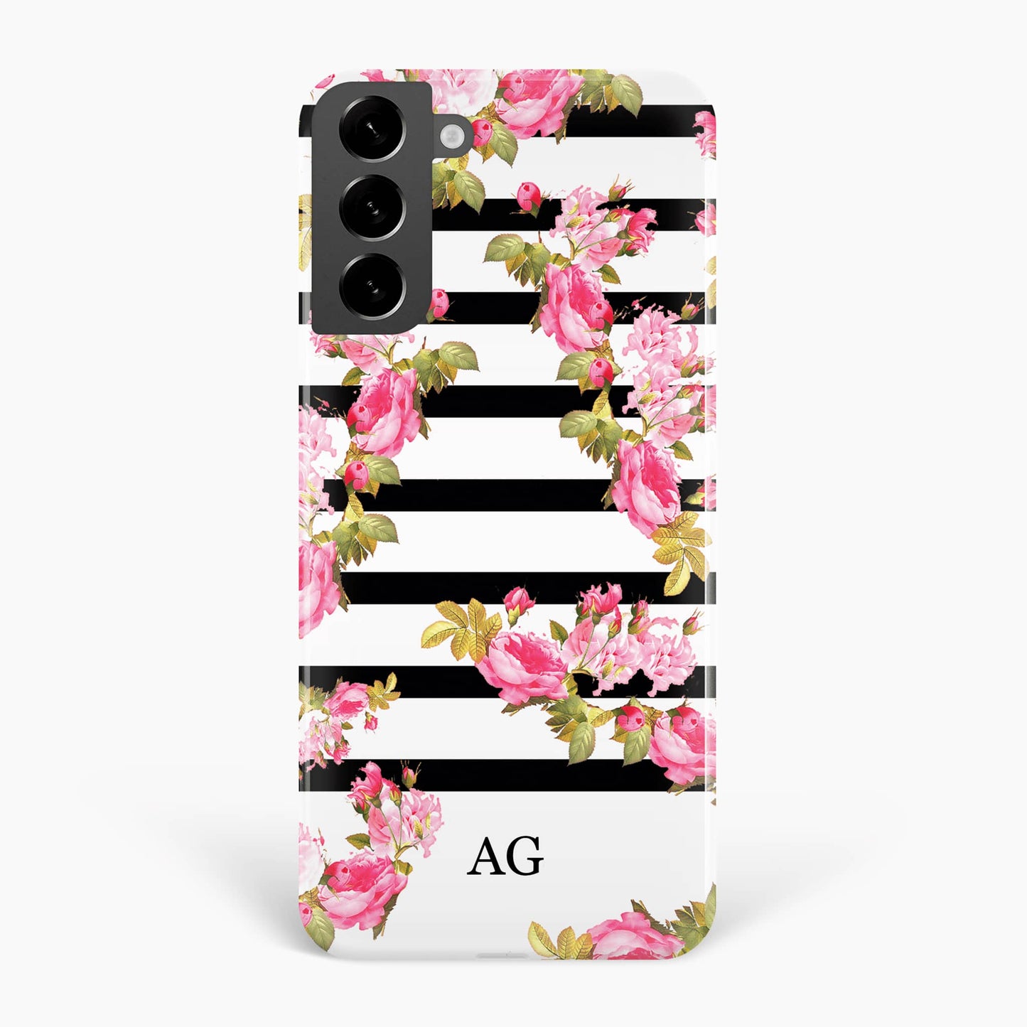 Floral Stripe Personalised Initials Phone Case  Phone Case