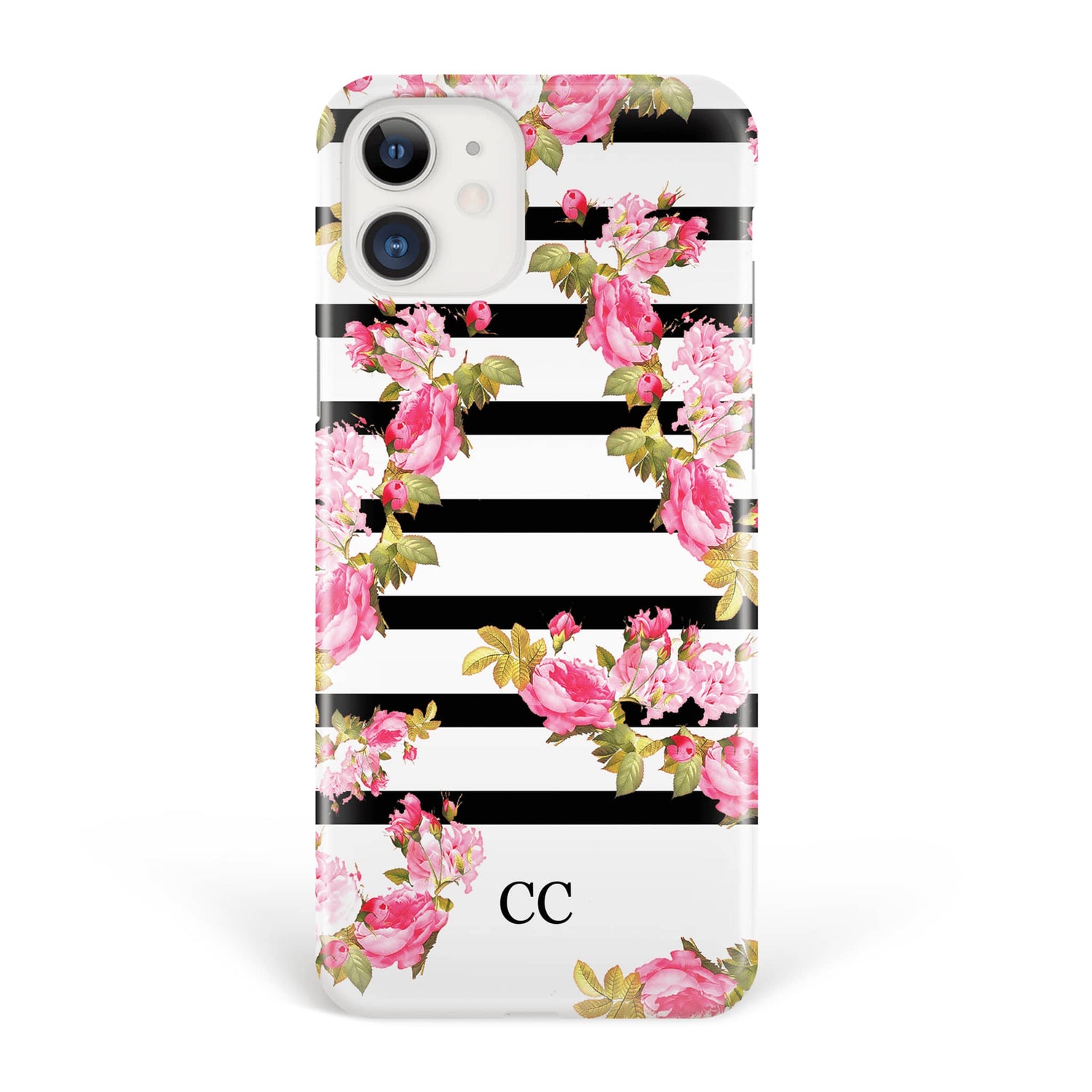 Floral Stripe Personalised Initials Phone Case  Phone Case