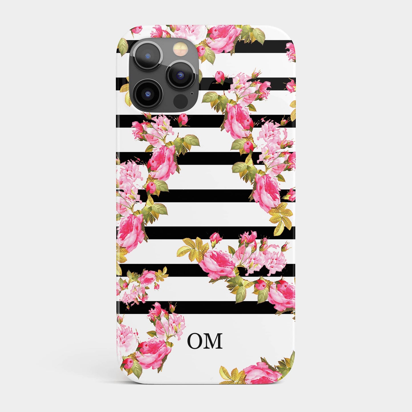 Floral Stripe Personalised Initials Phone Case  Phone Case