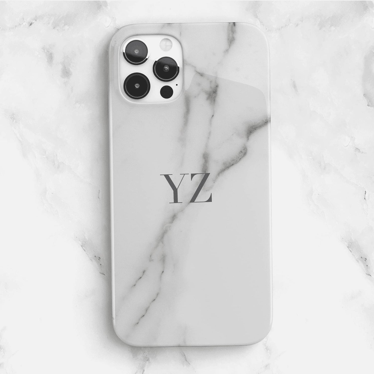 Grey Marble Personalised Initials Phone Case iPhone 13 Phone Case