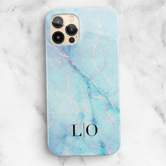 Blue Watercolour Marble Personalised iPhone Case iPhone 13 Phone Case