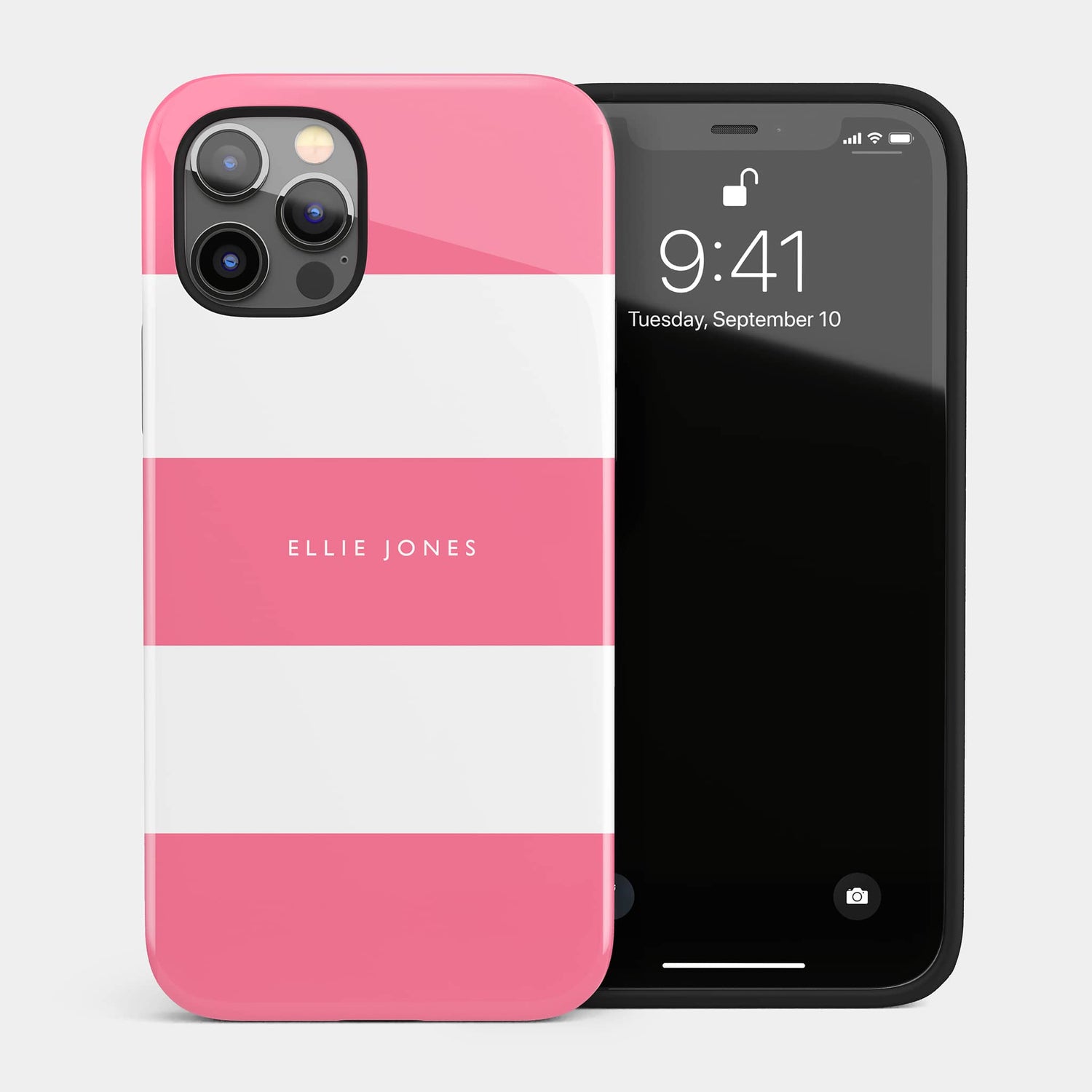Pink Stripes Personalised Name Phone Case iPhone 13 Phone Case