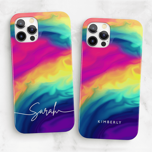 Personalised Name Rainbow Marble Phone Case iPhone 16 Phone Case