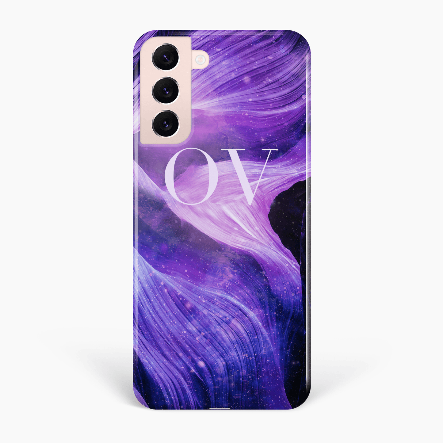 Purple Stone Marble Monogram Phone Case Samsung Galaxy S22 Phone Case