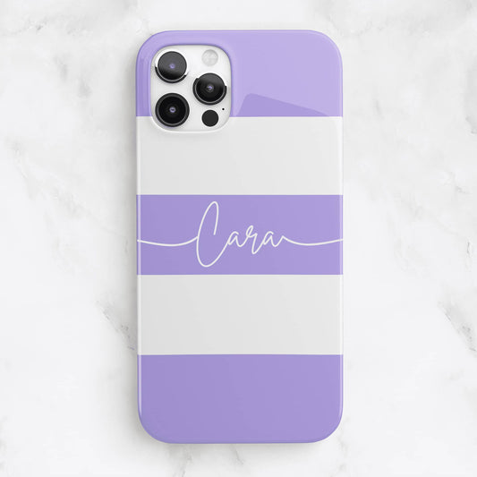 Purple Stripe Personalised Name Phone Case iPhone 13 Phone Case