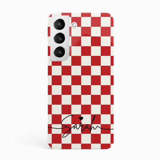 Red Checkerboard Personalised Phone Case Samsung Galaxy S22 Phone Case