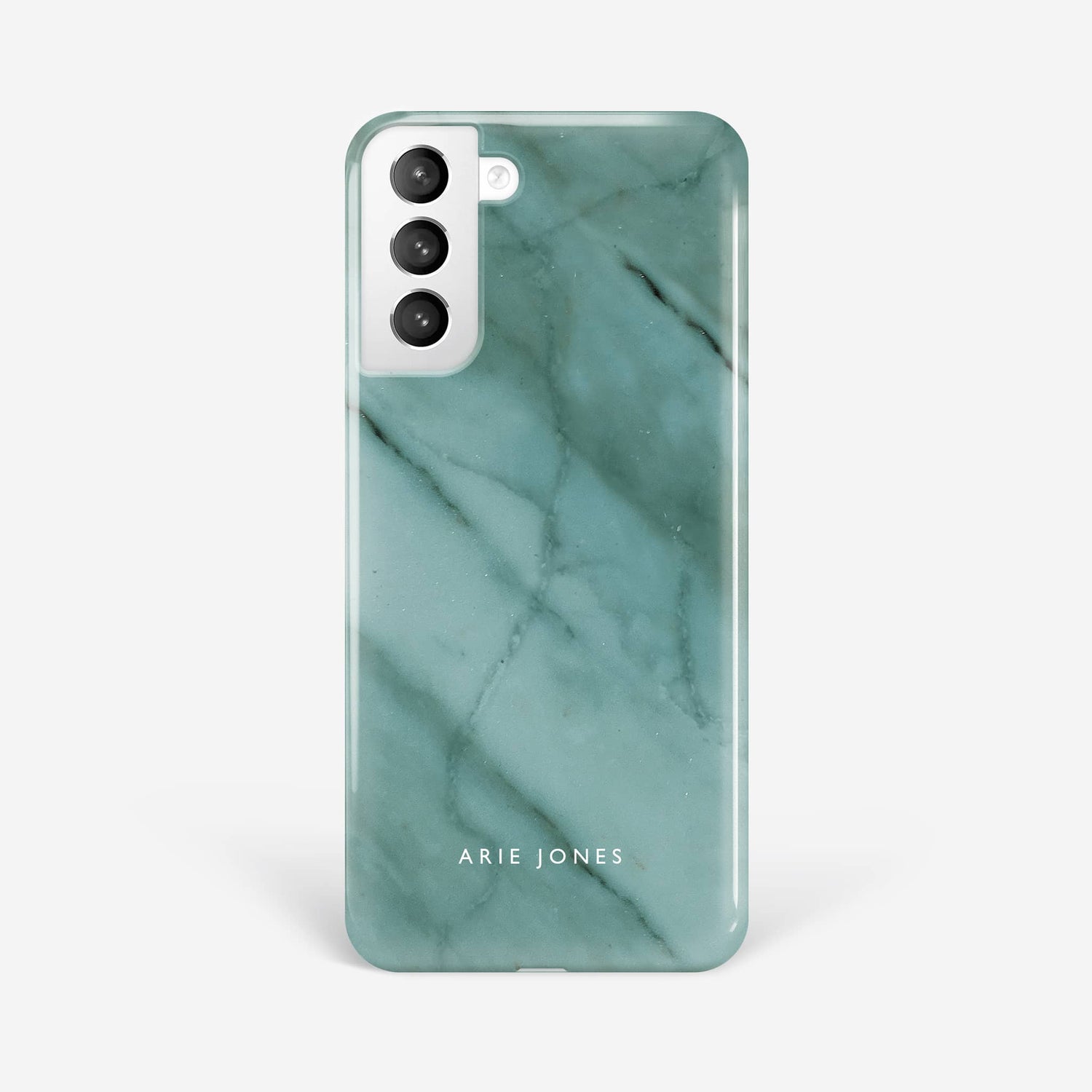 Teal Marble Personalised Name Phone Case Samsung Galaxy S22 Phone Case