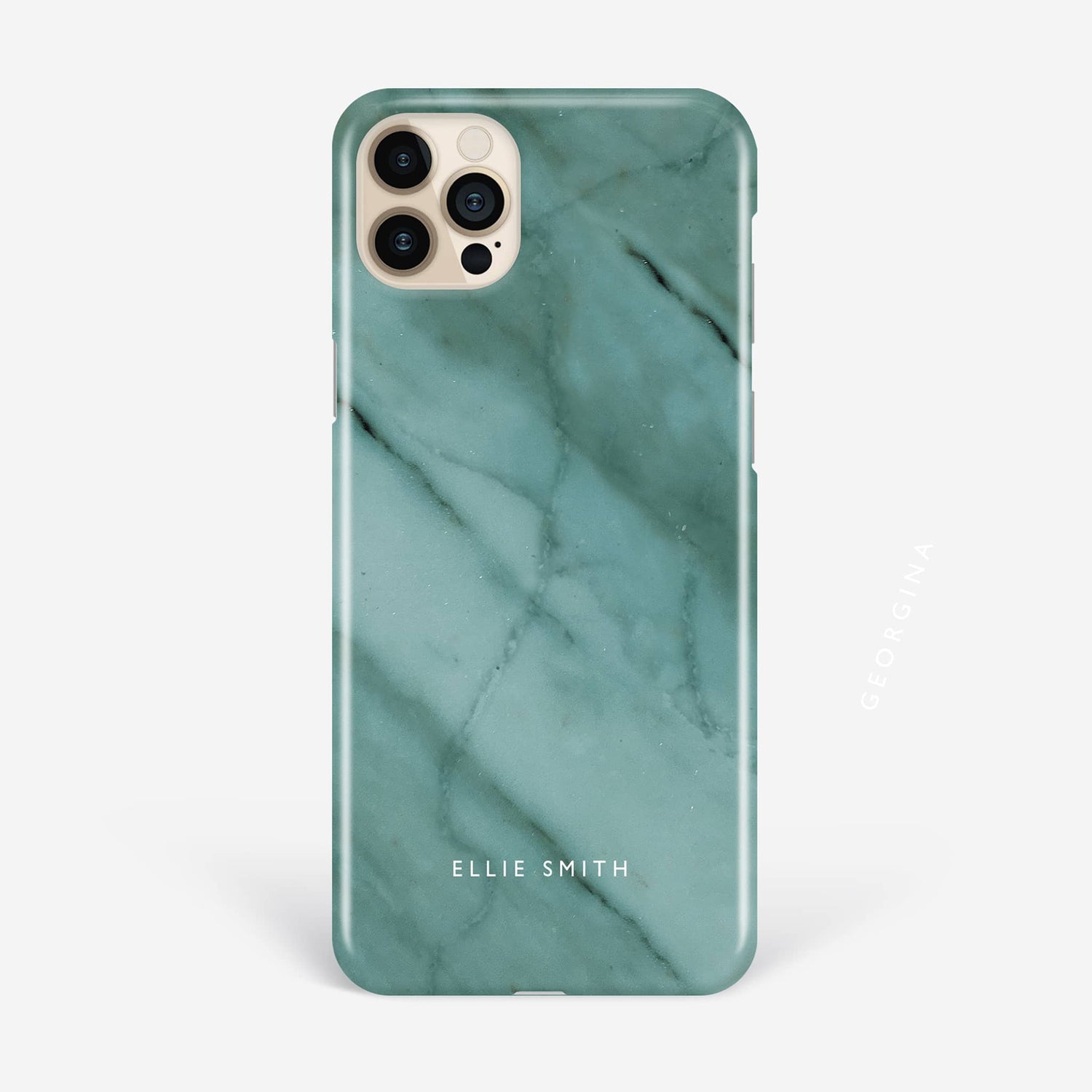 Teal Marble Personalised Name Phone Case iPhone 13 Phone Case